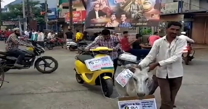 Sachin Gitte Ties His Two-Wheeler To A Donkey And Parades It Around Town: Mocks The Manufacturer