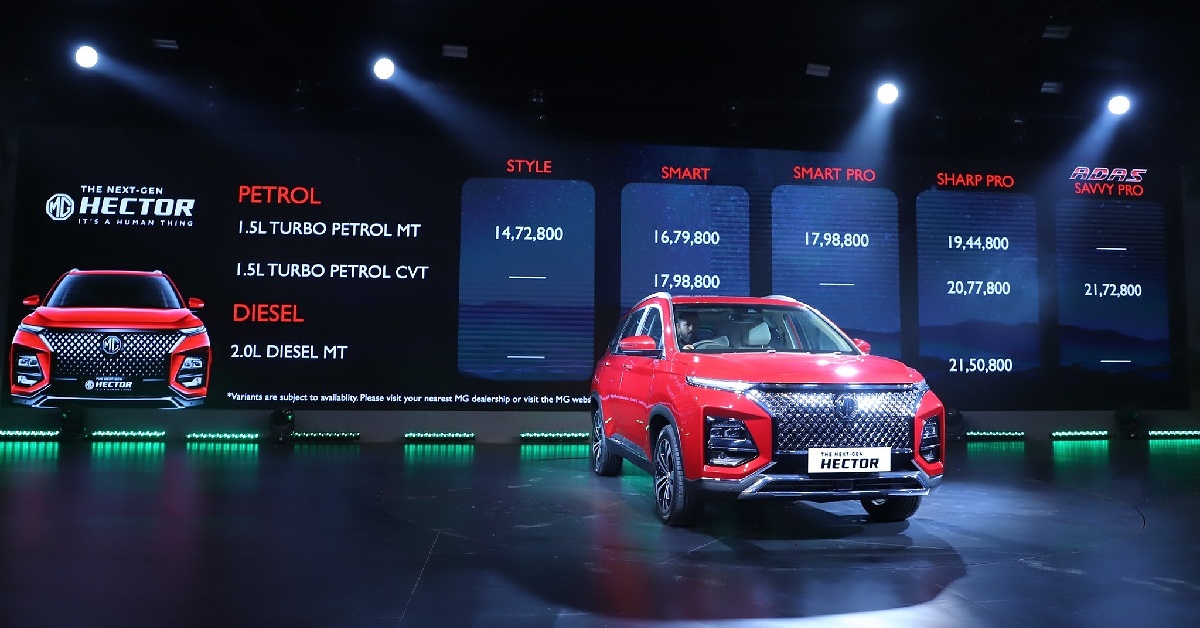 MG Hector facelift launched at Rs 14.73 lakh